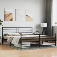 Bedframe met hoofd- en voeteneinde metaal zwart 200x200 cm - thumbnail