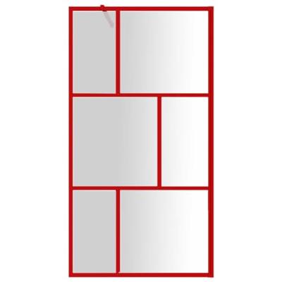 Inloopdouchewand transparant 100x195 cm ESG-glas rood - thumbnail