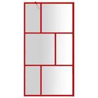 Inloopdouchewand transparant 100x195 cm ESG-glas rood - thumbnail