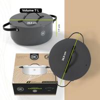 BE Living Braadpan met deksel ø 28 cm - keramische anti-aanbaklaag - geschikt voor alle warmtebronnen - grijs - thumbnail