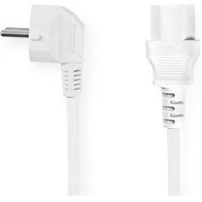 Stroomkabel | Type F (CEE 7/7) Male | IEC-320-C13 | Gehoekt | Recht | Vernikkeld | 3.00 m | Rond | PVC | Wit