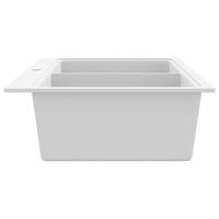 VidaXL Spoelbak opbouw graniet dubbele bak crèmewit - thumbnail