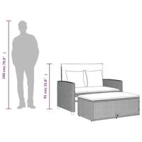 Tuinbankje verstelbaar met kussens poly rattan bruin - thumbnail