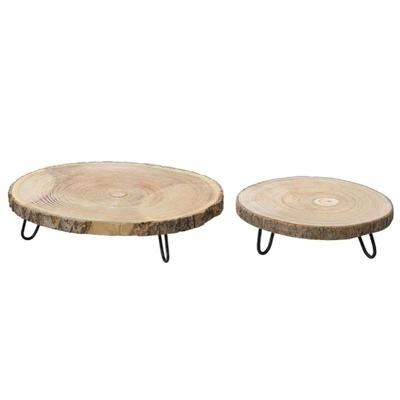 Set van trays KSD Hout Rond Decoratief 2 Onderdelen