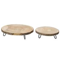 Set van trays KSD Hout Rond Decoratief 2 Onderdelen - thumbnail