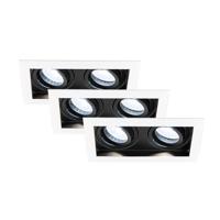 Set van 3 Durham - LED Inbouwspot - 8 Watt 690 Lumen - 6500K Daglicht wit - Dubbel - GU10 - Kantelbaar - IP20 voor binnen - Rechthoek - Wit/Zwart - thumbnail