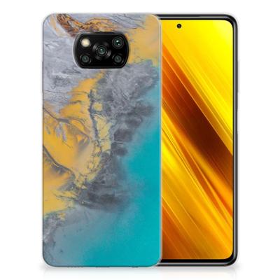 Xiaomi Poco X3 | Poco X3 Pro | TPU | Siliconen hoesje | Marble Blue Gold Xiaomi Poco X3 | Poco X3 Pro | TPU | Siliconen hoesje | Marble Blue Gold