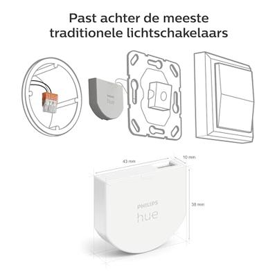 Philips Hue Wall Switch Module, 2, White Pack werkt met Alexa, Google Assistant en Apple HomeKit