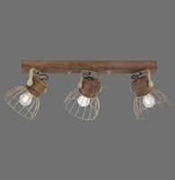 Just Light PlafondlampAlami bruin messing 3-lichts - 11488-60 - thumbnail