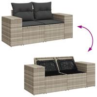 8-delige Loungeset met kussens poly rattan lichtgrijs - thumbnail