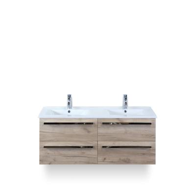 Seville Badmeubelset 120 cm - 4 laden Craft Oak - Wastafel Enjoy Dubbel