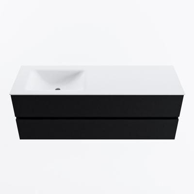 MONDIAZ VICA 140cm badmeubel onderkast Urban 2 lades. Wastafel CLOUD links 1 kraangat, kleur Talc.