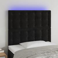 Hoofdbord LED 90x5x118/128 cm fluweel zwart - thumbnail