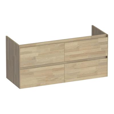 Brauer Inspire - Onderkast - 120 cm - met 4 Softclose Lades Greeploos en 2 Sifon Uitsparingen - Vingerlas Eiken Grijs