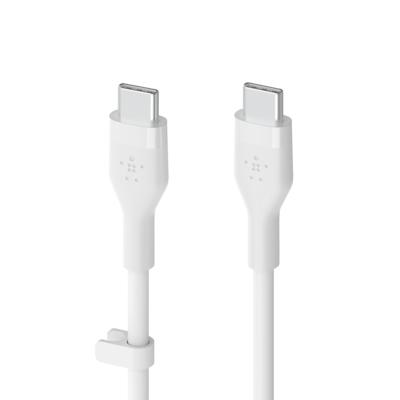 Belkin BoostCharge Flex siliconen USB Type C/C-kabel, USB-IF-gecertificeerde PD-snellaadkabel voor iPhone 16, iPhone 15 Plus/Pro/Pro Max, Samsung Galaxy S24, Pixel, iPad, Nintendo Switch, 3 m , wit