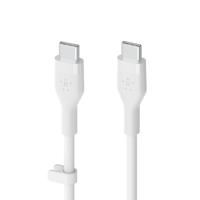 Belkin BoostCharge Flex siliconen USB Type C/C-kabel, USB-IF-gecertificeerde PD-snellaadkabel voor iPhone 16, iPhone 15 Plus/Pro/Pro Max, Samsung Galaxy S24, Pixel, iPad, Nintendo Switch, 3 m , wit - thumbnail