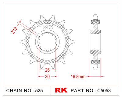 RK Sprocket 525 16z rubberized