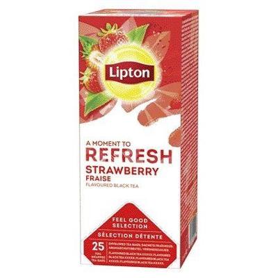 Lipton thee Feel Good Selection, Zwarte thee aardbei, doos van 25 zakjes
