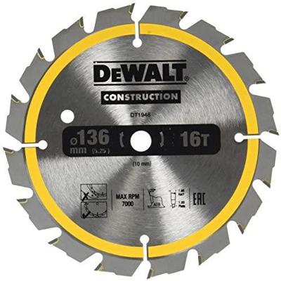 DeWalt Accessoires Cirkelzaagblad 136x10x16t, wisseltand, positief 20°, kerf 1,6mm - DT1946-QZ