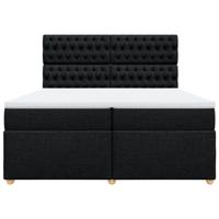 Boxspring met matras stof zwart 140x190 cm - thumbnail