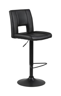 Bendt Draaibare Barkruk 'Rut' Lederlook, kleur Zwart (zithoogte 62-83cm)