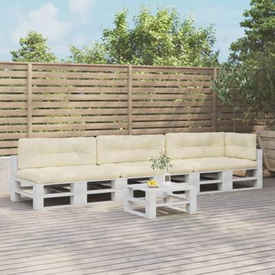 Palletkussens 7 st stof crèmekleurig