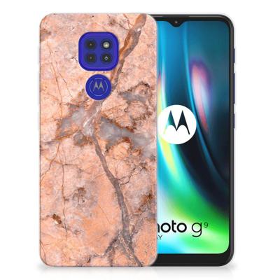 Motorola Moto G9 Play | E7 Plus | TPU | Siliconen hoesje | Marmer Oranje Motorola Moto G9 Play | E7 Plus | TPU | Siliconen hoesje | Marmer Oranje