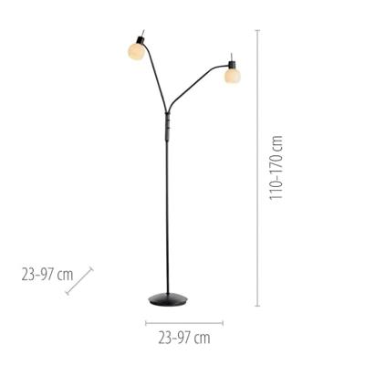 Just Light Zwarte vloerlampLoki 2-lichts - 12158-18