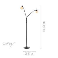 Just Light Zwarte vloerlampLoki 2-lichts - 12158-18 - thumbnail