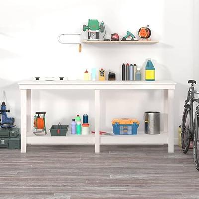 VidaXL Werkbank 180x50x80 cm massief grenenhout wit VidaXL Werkbank 180x50x80 cm massief grenenhout wit