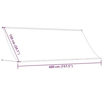VidaXL Luifel uittrekbaar 400x150 cm stof en staal crèmekleurig