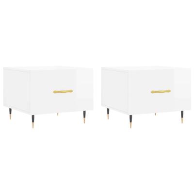 Salontafels 2 st 50x50x40 cm bewerkt hout hoogglans wit Salontafels 2 st 50x50x40 cm bewerkt hout hoogglans wit