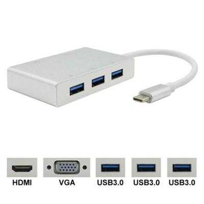 USB C naar HDMI VGA USB hub adapter 5 in 1 USB 3 1 Converter voor laptop voor MacBook ChromeBook pixel Huawei MateBook
