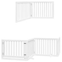 Hondenhek inklapbaar met deur 10 panelen 800cm populierhout wit - thumbnail