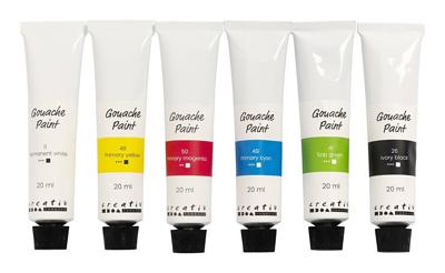 Creativ Company Gouacheverf, standaardkleuren, 6x20 ml/ 1 doos Creativ Company Gouacheverf, standaardkleuren, 6x20 ml/ 1 doos