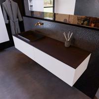 Badkamermeubelset Mondiaz Erin 150 cm met 2 Lades met RIDGE Wastafel Links Urban Zonder Kraangaten Greeploos Mat Carrara - thumbnail