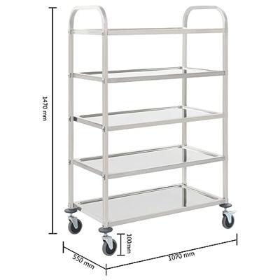 Keukentrolley 5-laags 107x55x147 cm roestvrij staal