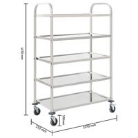 Keukentrolley 5-laags 107x55x147 cm roestvrij staal - thumbnail