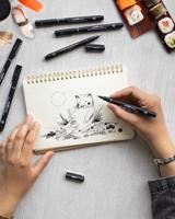 Fineliner Uni-ball Pin ASP009 set à 5 breedtes zwart | 12 stuks - thumbnail