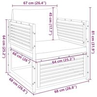 Tuinstoel met kussens massief acaciahout - thumbnail