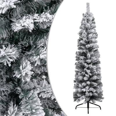Kunstkerstboom met sneeuw smal 150 cm PVC groen