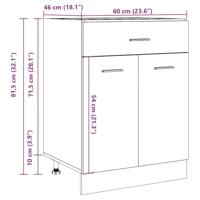 Onderkast met lade 60x46x81,5 cm bewerkt hout artisanaal eiken - thumbnail