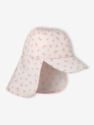 Sahara-hoed met anti-UV bescherming voor baby's met nekbescherming abrikoos (poederkleur)