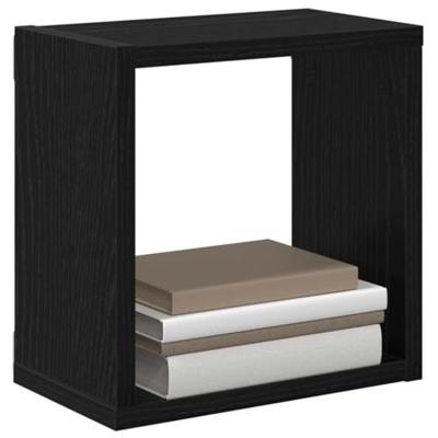 Wandschappen met plank Wandgemonteerd Zwart Eiken Bewerkt hout