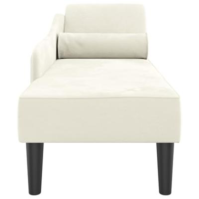 Chaise longue met kussens fluweel crèmekleurig