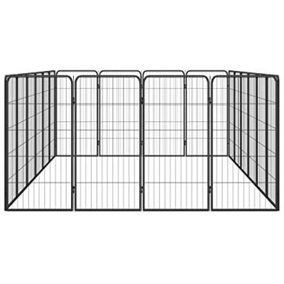 Hondenkennel 20 panelen 50 x 100 cm gepoedercoat staal zwart