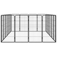 Hondenkennel 20 panelen 50 x 100 cm gepoedercoat staal zwart - thumbnail