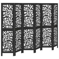 Kamerscherm met 6 panelen massief paulowniahout zwart - thumbnail