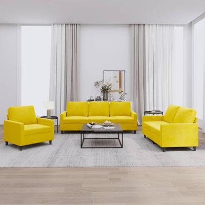 3-delige Loungeset met kussens fluweel geel