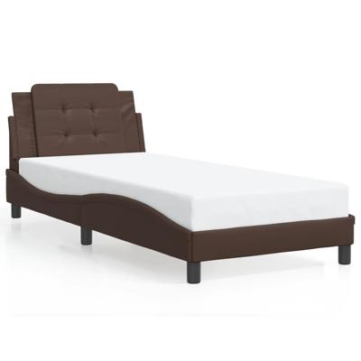 Bedframe met hoofdbord kunstleer bruin 90x200 cm